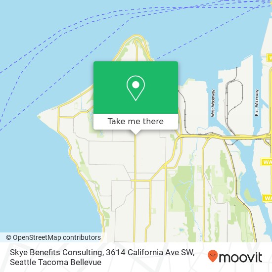 Mapa de Skye Benefits Consulting, 3614 California Ave SW