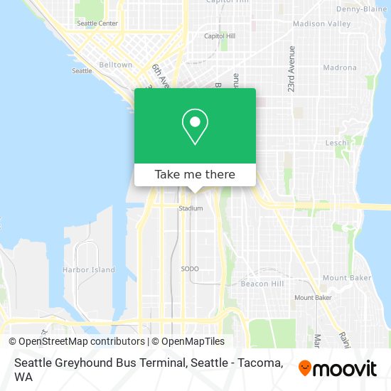 Mapa de Seattle Greyhound Bus Terminal