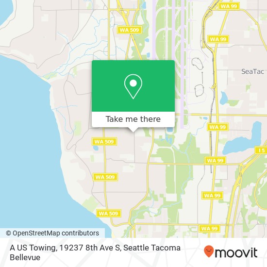 Mapa de A US Towing, 19237 8th Ave S