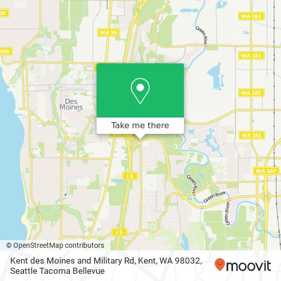 Mapa de Kent des Moines and Military Rd, Kent, WA 98032