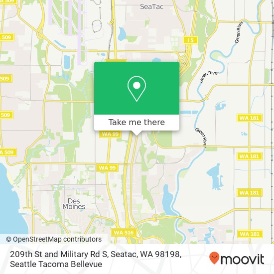 Mapa de 209th St and Military Rd S, Seatac, WA 98198