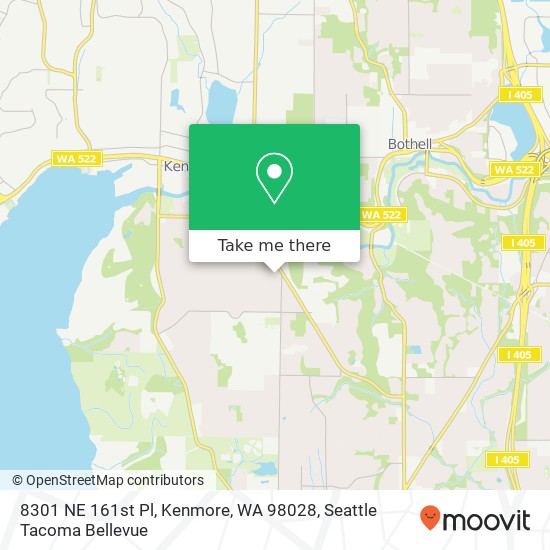 Mapa de 8301 NE 161st Pl, Kenmore, WA 98028