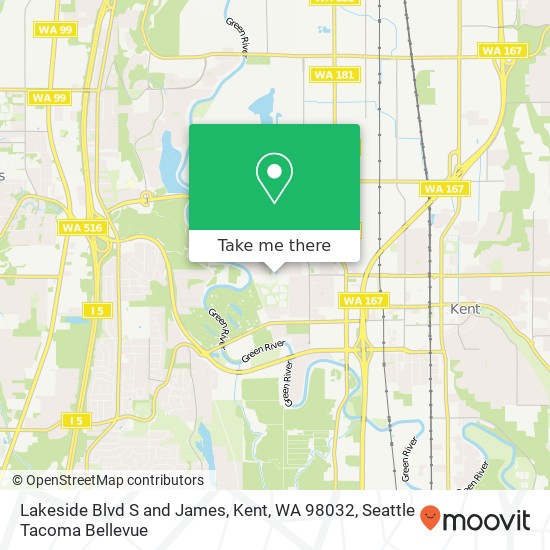 Mapa de Lakeside Blvd S and James, Kent, WA 98032