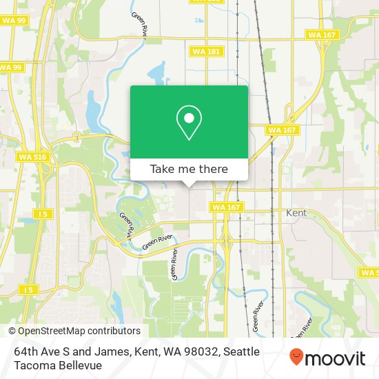 64th Ave S and James, Kent, WA 98032 map