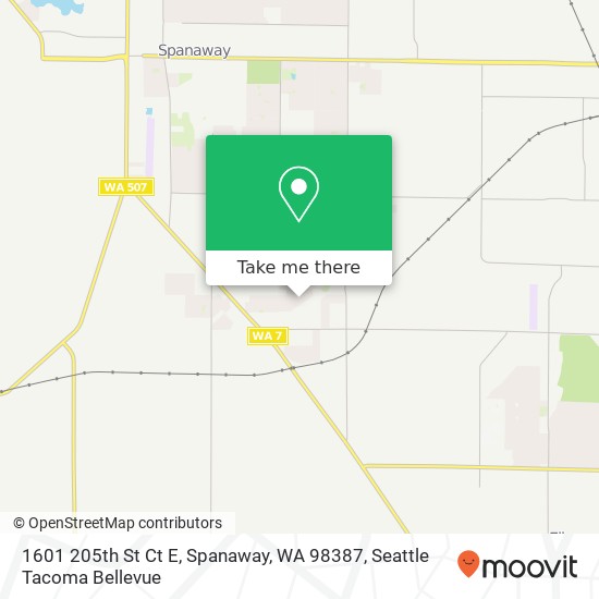 Mapa de 1601 205th St Ct E, Spanaway, WA 98387