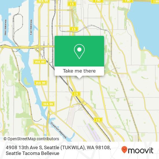 Mapa de 4908 13th Ave S, Seattle (TUKWILA), WA 98108
