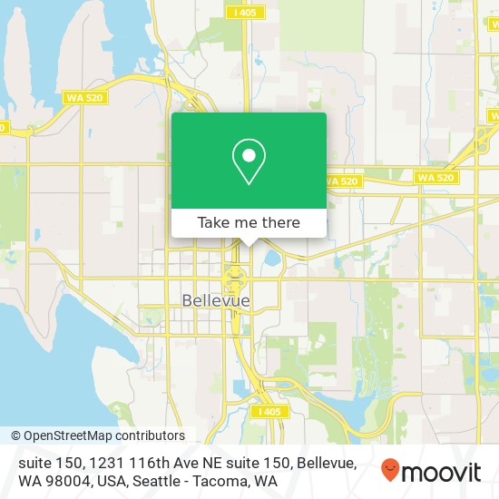 Mapa de suite 150, 1231 116th Ave NE suite 150, Bellevue, WA 98004, USA