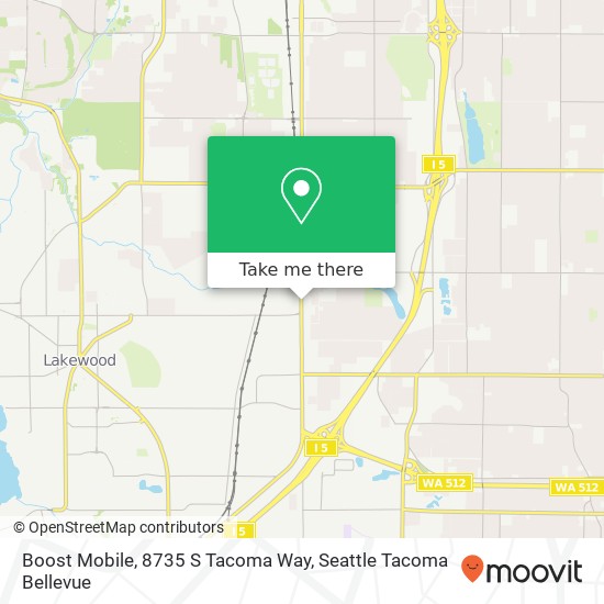 Mapa de Boost Mobile, 8735 S Tacoma Way