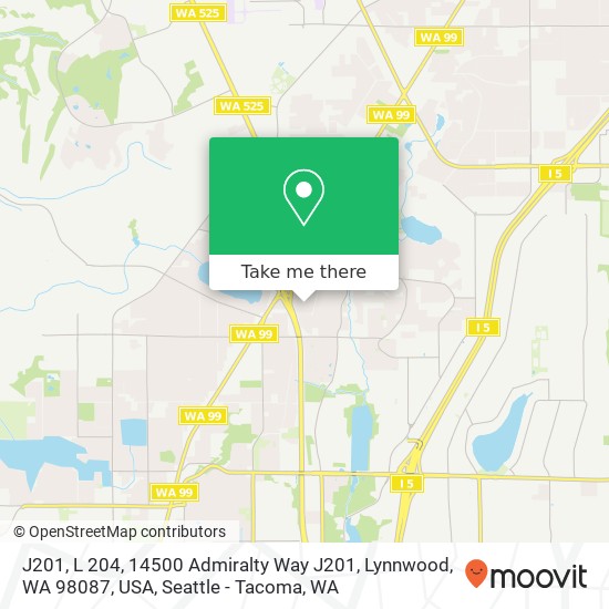 Mapa de J201, L 204, 14500 Admiralty Way J201, Lynnwood, WA 98087, USA