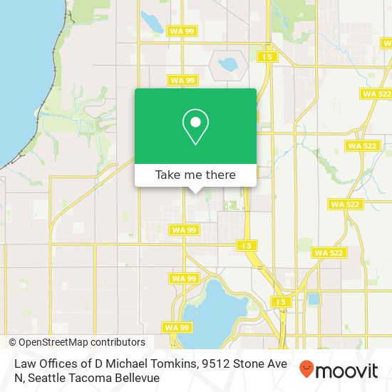 Mapa de Law Offices of D Michael Tomkins, 9512 Stone Ave N