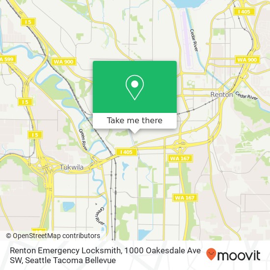 Mapa de Renton Emergency Locksmith, 1000 Oakesdale Ave SW