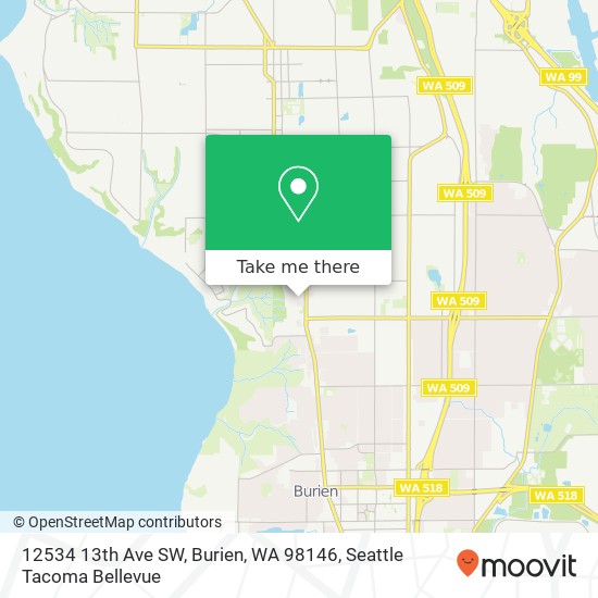 Mapa de 12534 13th Ave SW, Burien, WA 98146