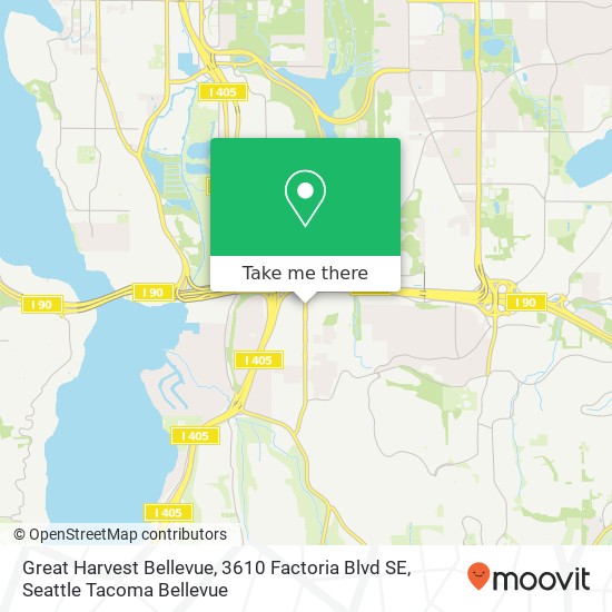 Mapa de Great Harvest Bellevue, 3610 Factoria Blvd SE