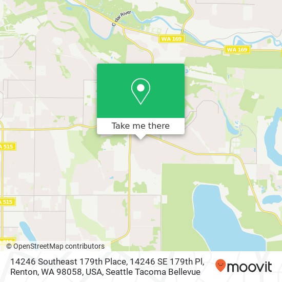 Mapa de 14246 Southeast 179th Place, 14246 SE 179th Pl, Renton, WA 98058, USA