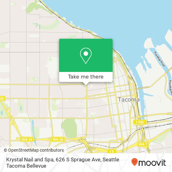 Mapa de Krystal Nail and Spa, 626 S Sprague Ave