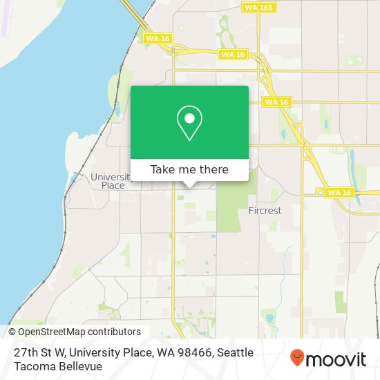 Mapa de 27th St W, University Place, WA 98466