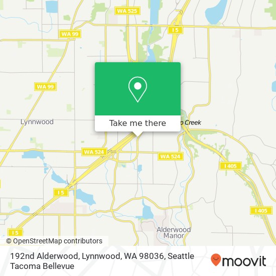 Mapa de 192nd Alderwood, Lynnwood, WA 98036