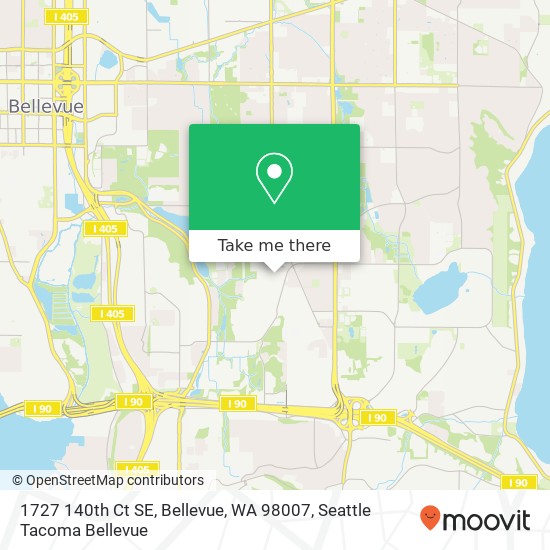 Mapa de 1727 140th Ct SE, Bellevue, WA 98007