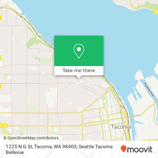Mapa de 1225 N G St, Tacoma, WA 98403