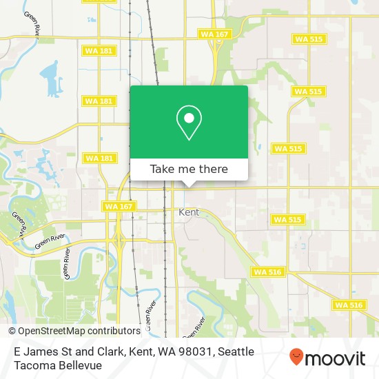 Mapa de E James St and Clark, Kent, WA 98031