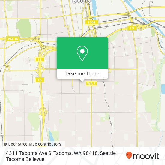 Mapa de 4311 Tacoma Ave S, Tacoma, WA 98418