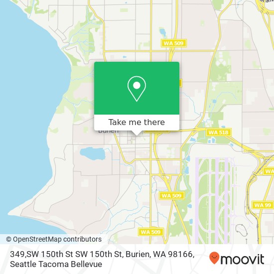 Mapa de 349,SW 150th St SW 150th St, Burien, WA 98166