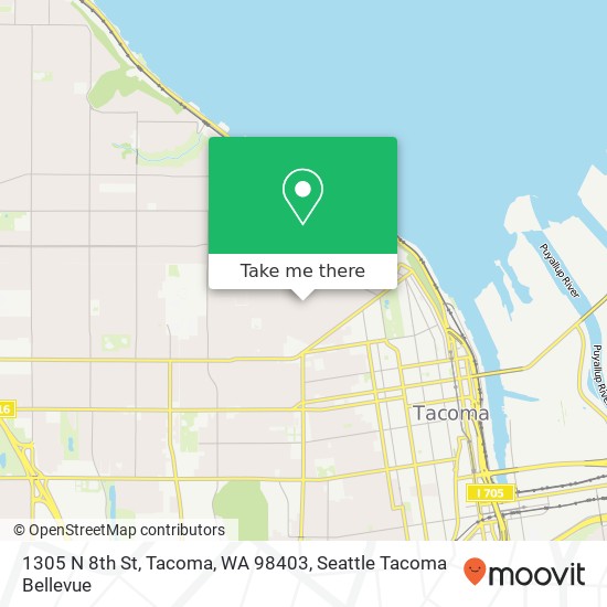 Mapa de 1305 N 8th St, Tacoma, WA 98403