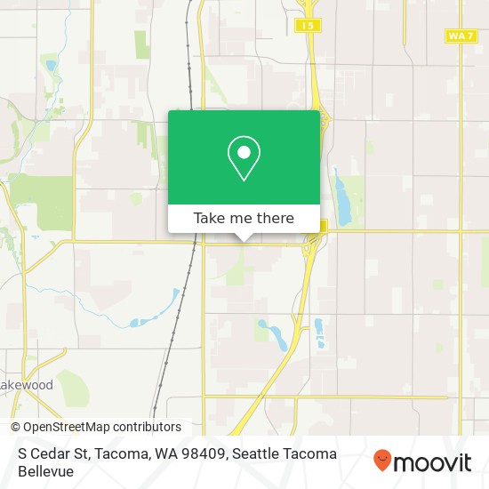 Mapa de S Cedar St, Tacoma, WA 98409