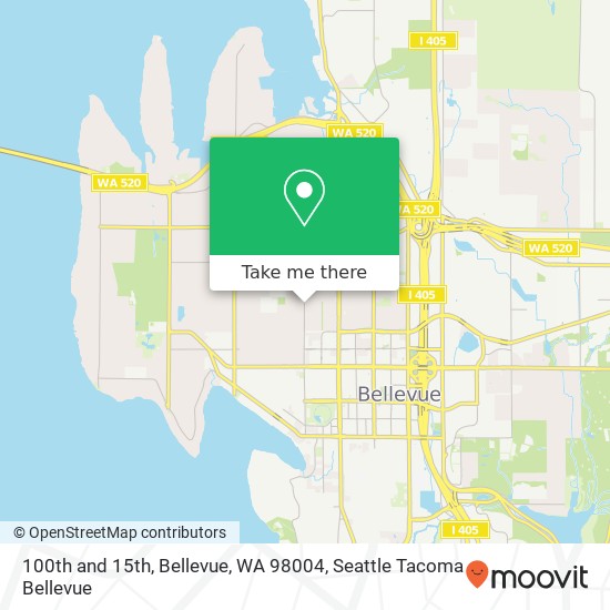 100th and 15th, Bellevue, WA 98004 map