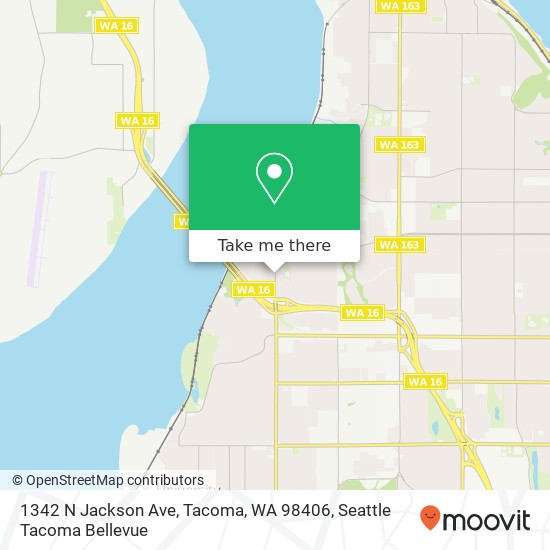 Mapa de 1342 N Jackson Ave, Tacoma, WA 98406