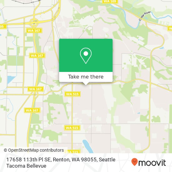 Mapa de 17658 113th Pl SE, Renton, WA 98055