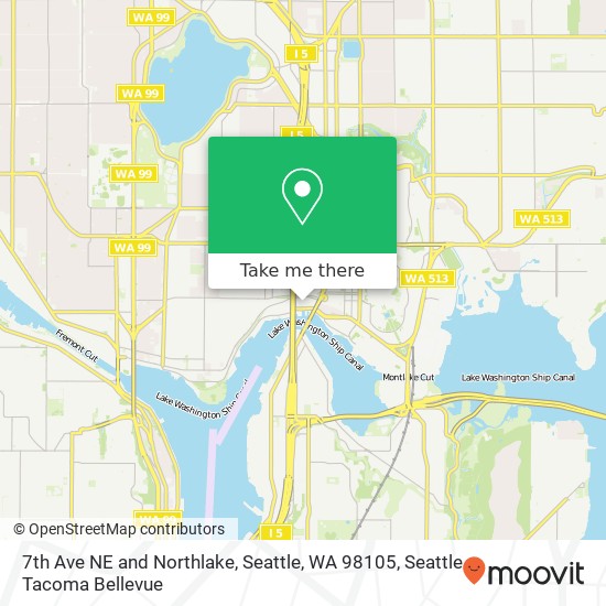 7th Ave NE and Northlake, Seattle, WA 98105 map