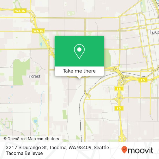 Mapa de 3217 S Durango St, Tacoma, WA 98409