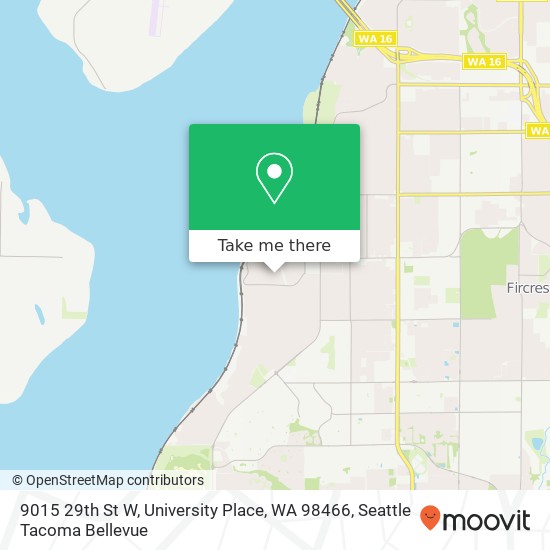 Mapa de 9015 29th St W, University Place, WA 98466