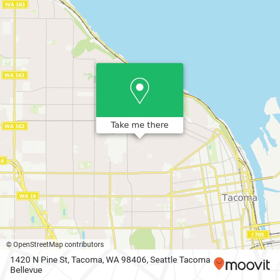 Mapa de 1420 N Pine St, Tacoma, WA 98406