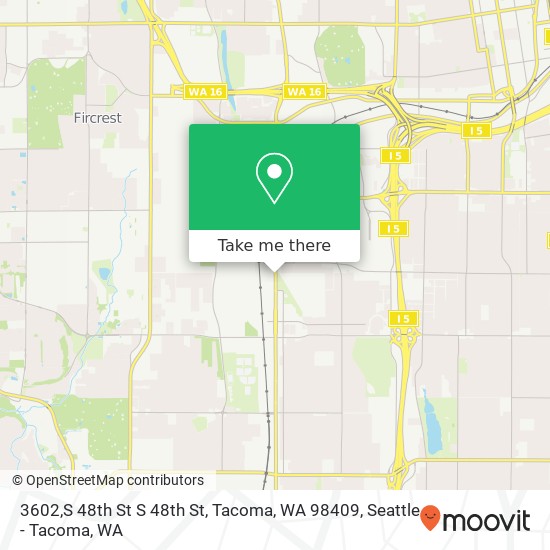 Mapa de 3602,S 48th St S 48th St, Tacoma, WA 98409