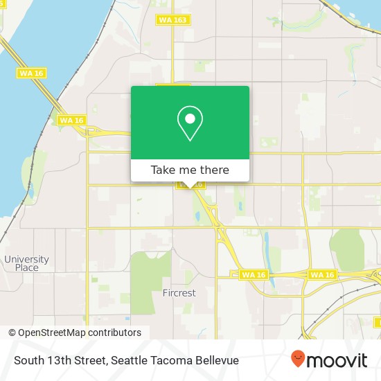 Mapa de South 13th Street, S 13th St, Tacoma, WA 98465, USA