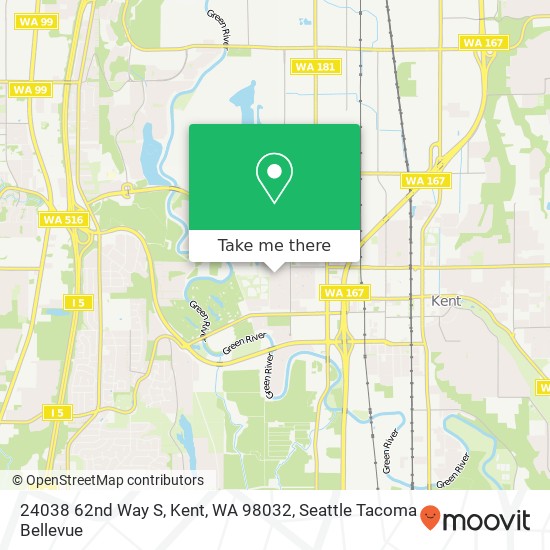 Mapa de 24038 62nd Way S, Kent, WA 98032