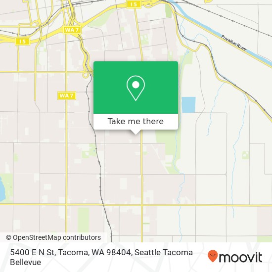 Mapa de 5400 E N St, Tacoma, WA 98404