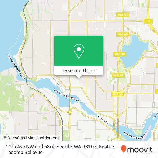 Mapa de 11th Ave NW and 53rd, Seattle, WA 98107