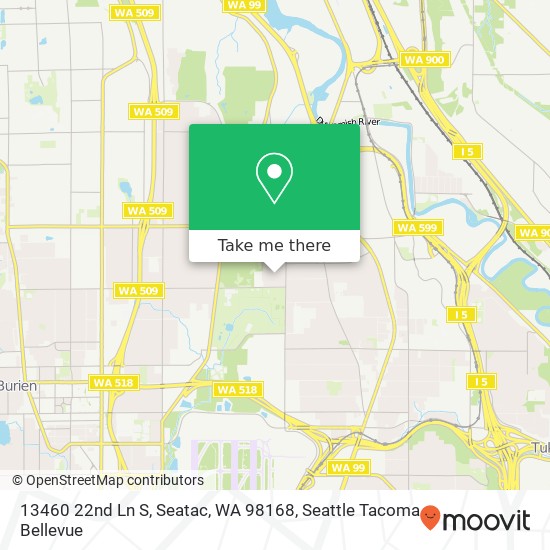 Mapa de 13460 22nd Ln S, Seatac, WA 98168