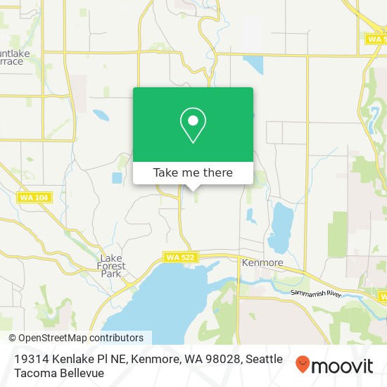 Mapa de 19314 Kenlake Pl NE, Kenmore, WA 98028