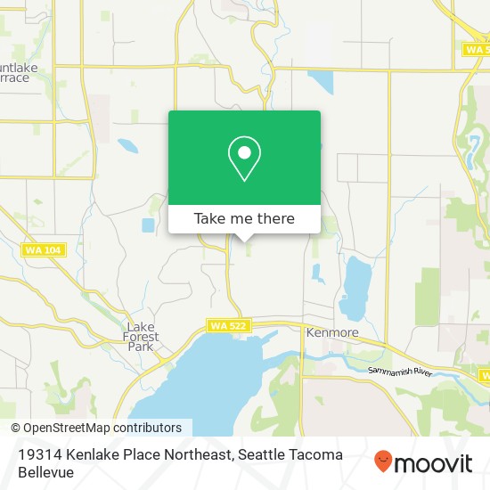 19314 Kenlake Place Northeast, 19314 Kenlake Pl NE, Kenmore, WA 98028, USA map