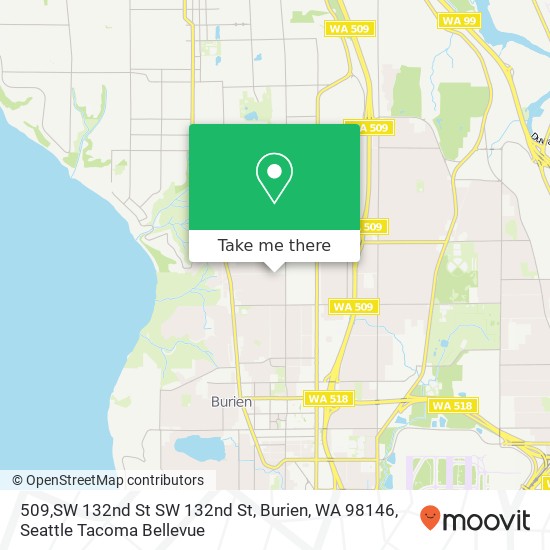 Mapa de 509,SW 132nd St SW 132nd St, Burien, WA 98146