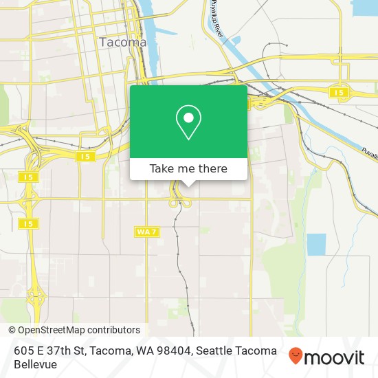 Mapa de 605 E 37th St, Tacoma, WA 98404