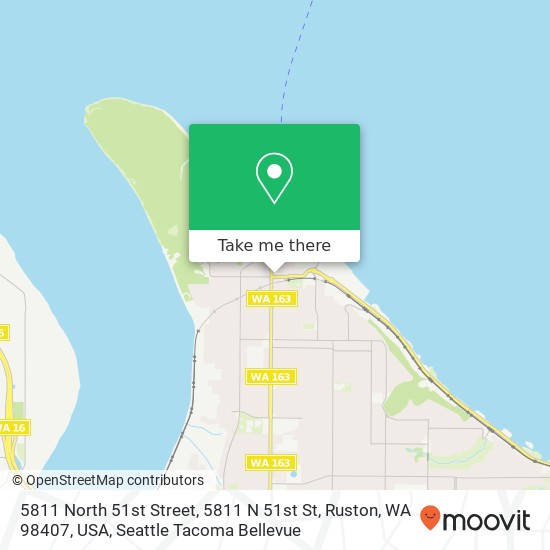 Mapa de 5811 North 51st Street, 5811 N 51st St, Ruston, WA 98407, USA