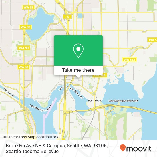 Mapa de Brooklyn Ave NE & Campus, Seattle, WA 98105