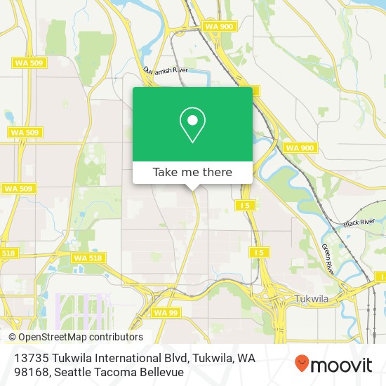 Mapa de 13735 Tukwila International Blvd, Tukwila, WA 98168