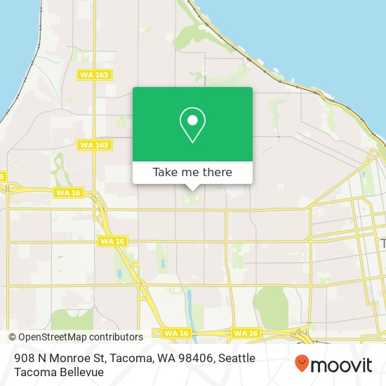 Mapa de 908 N Monroe St, Tacoma, WA 98406