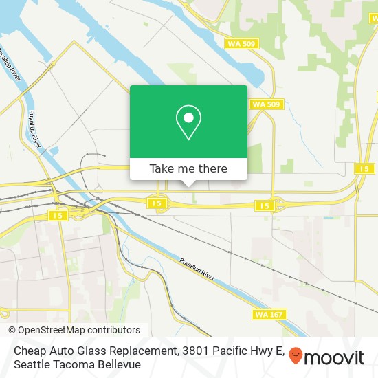 Cheap Auto Glass Replacement, 3801 Pacific Hwy E map